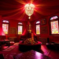 chambre de style lumineux dans l'image de style oriental