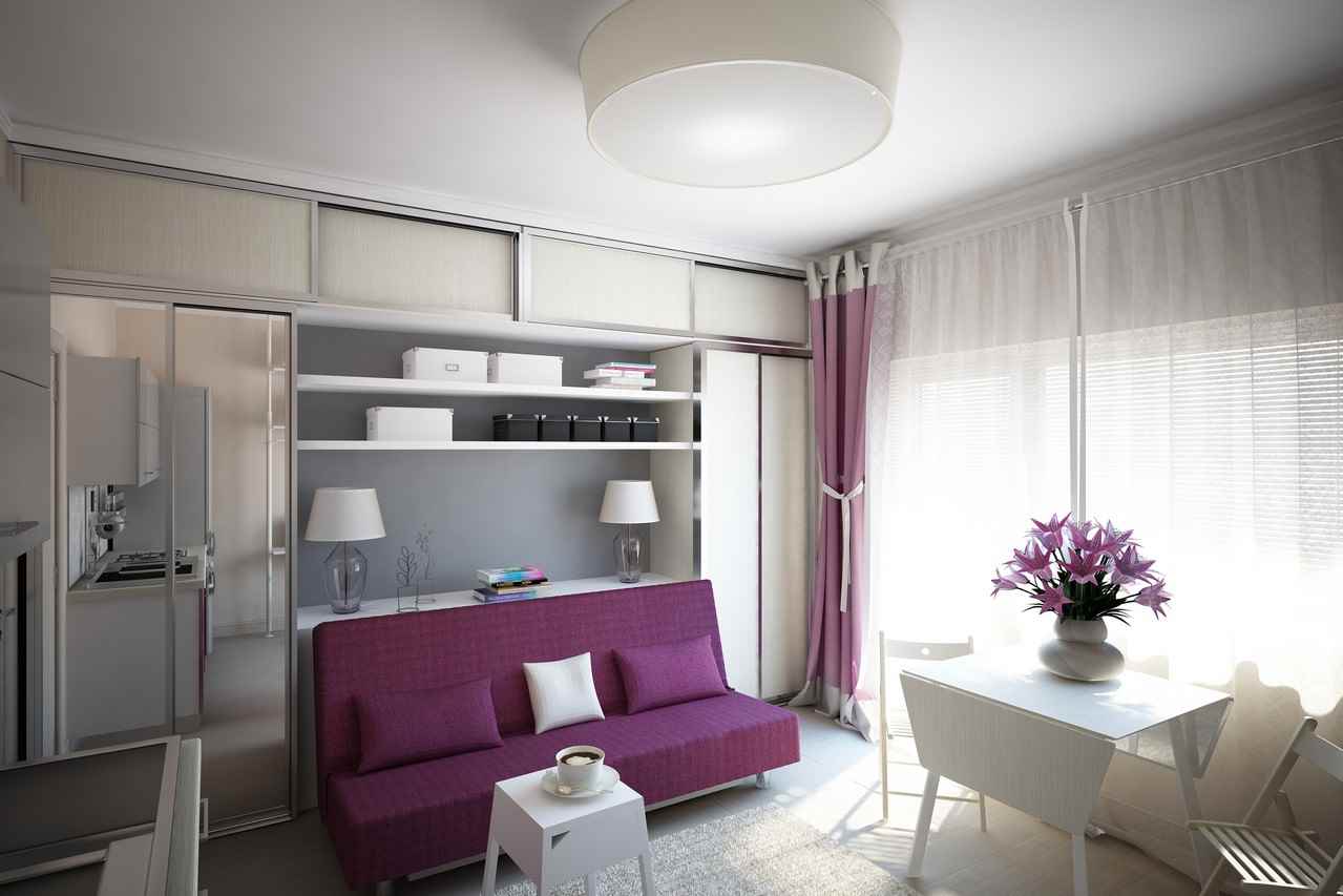 Ryškaus stiliaus 26 kvadratinių metrų apartamentų pavyzdys