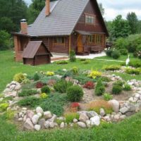 version d'un beau décor du jardin au chalet photo