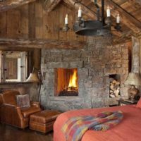 chambre dans une maison en bois rustique