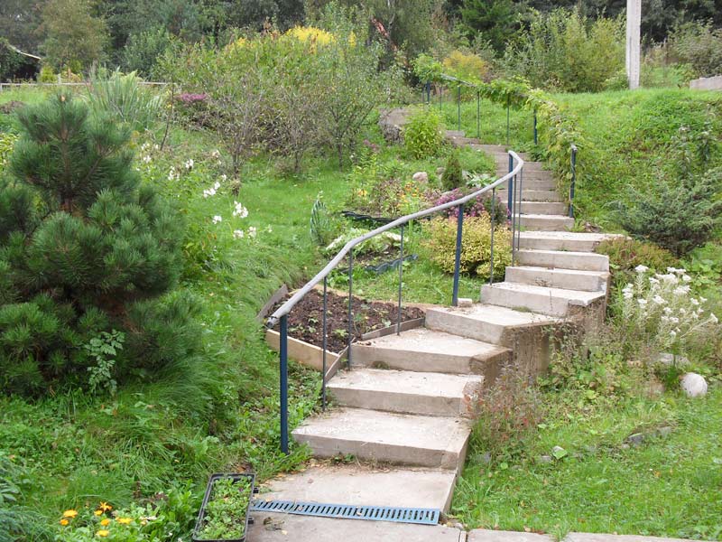 Escalier avec garde-corps sur la pente d'une banlieue