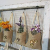 Pots suspendus en toile de jute naturelle