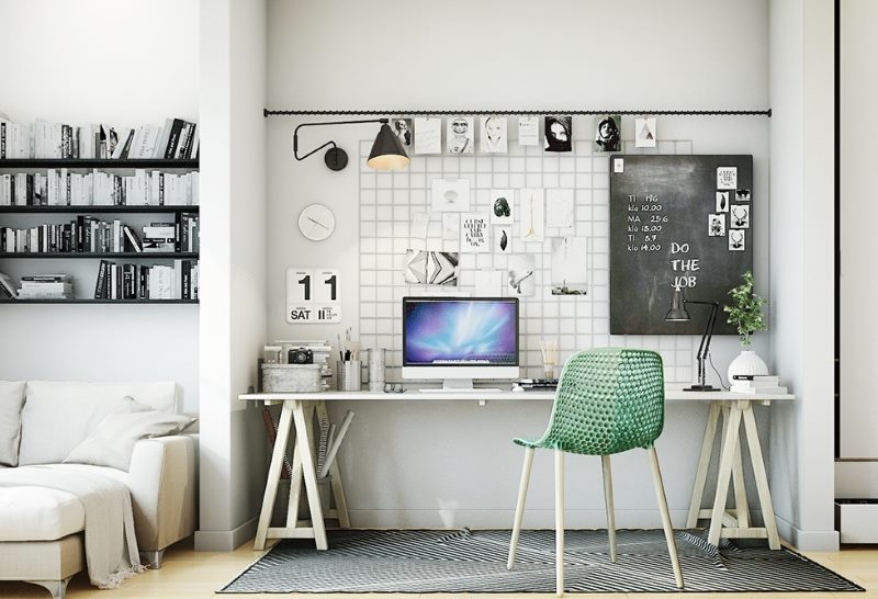 Intérieur de bureau à la maison de style scandinave