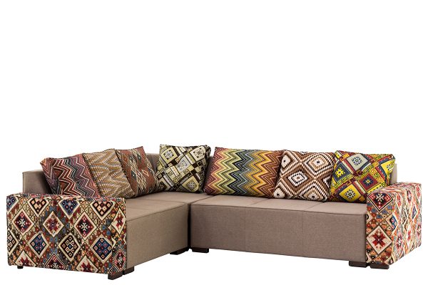 Gobeleninė kampinė virtuvės sofa